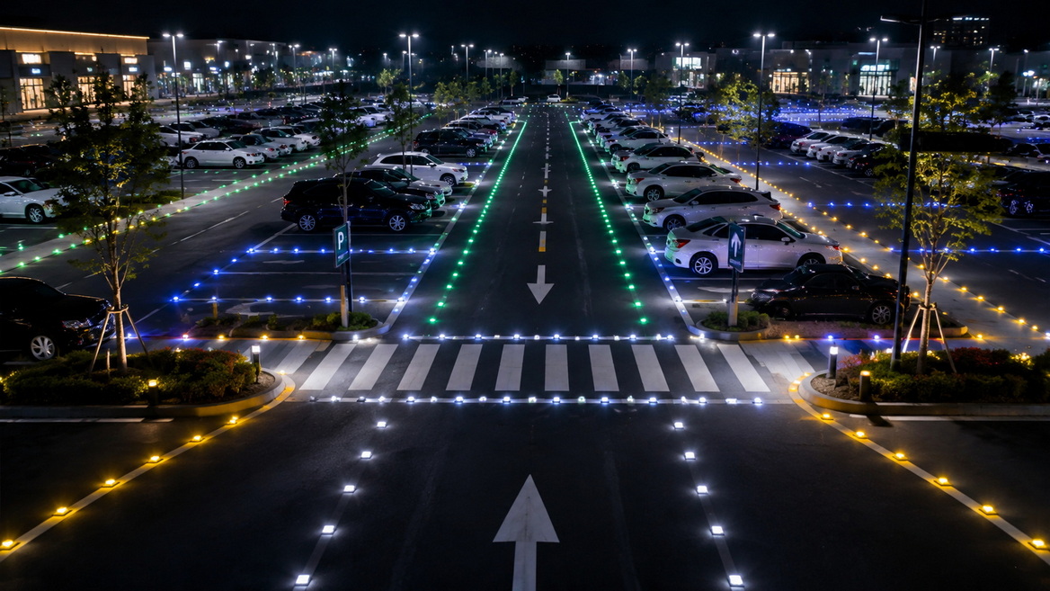 Parking Lot Routing With Solar Led Studs