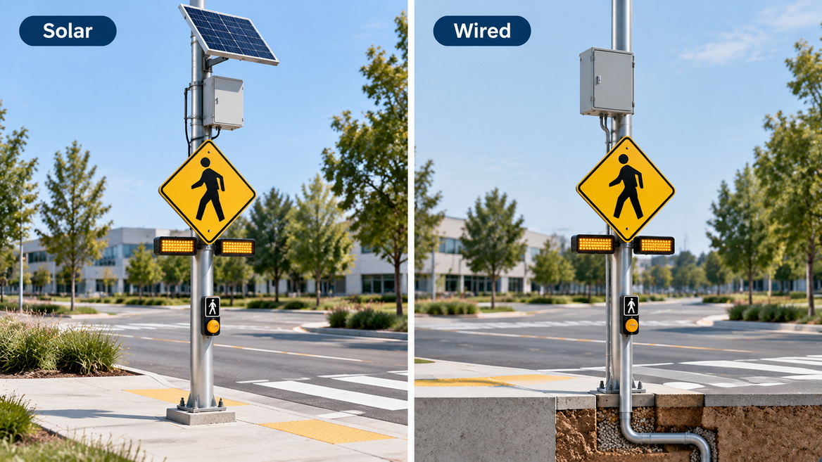 Solar And Wired Crosswalk Beacon Systems