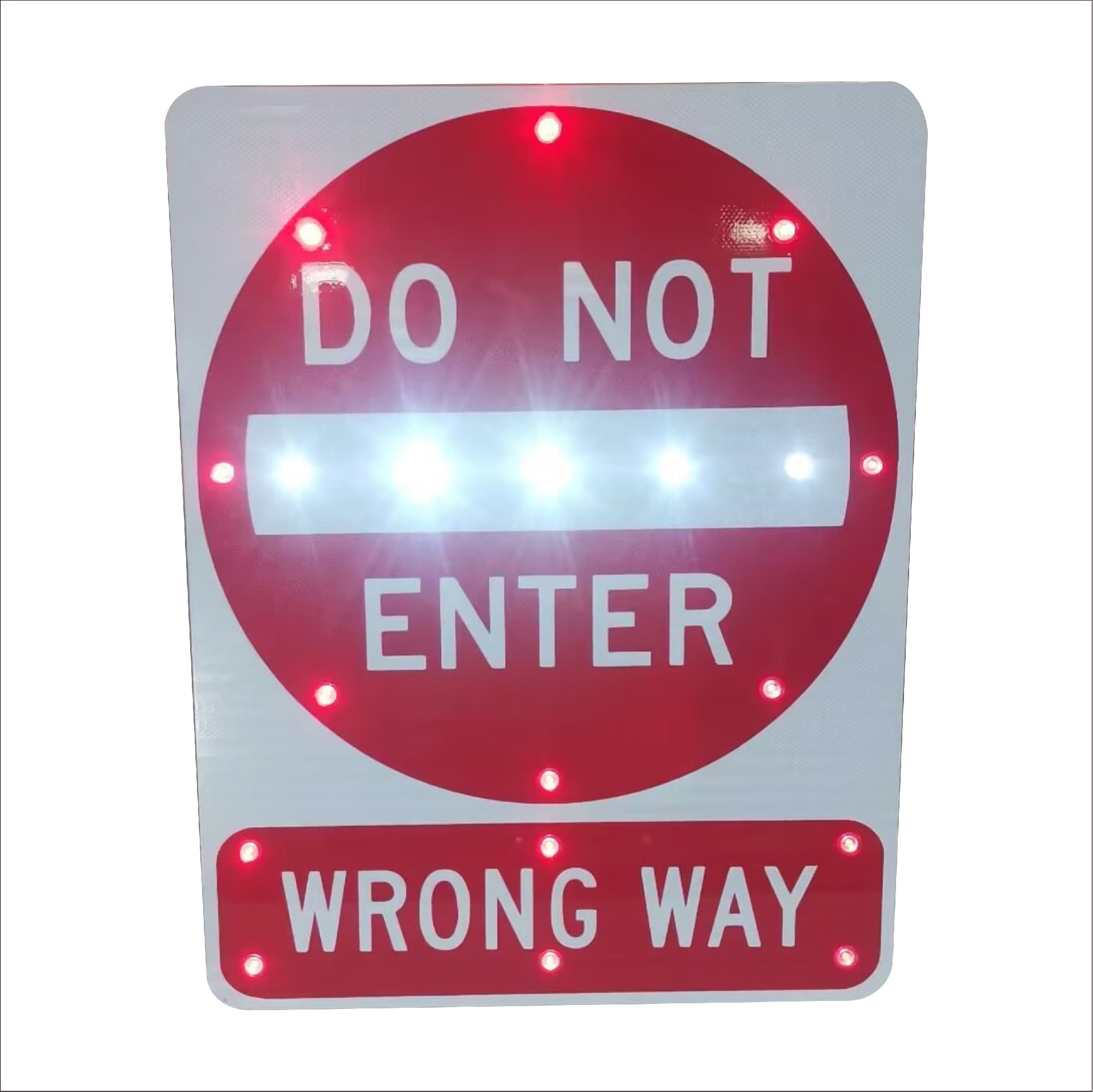 Solar Powered Led Flashing Road Sign