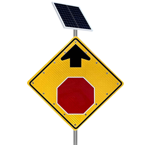 Solar Traffic Road Stop Ahead Signs