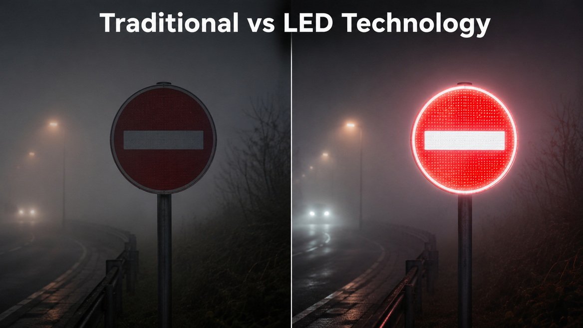LED Traffic Sign Visibility Comparison