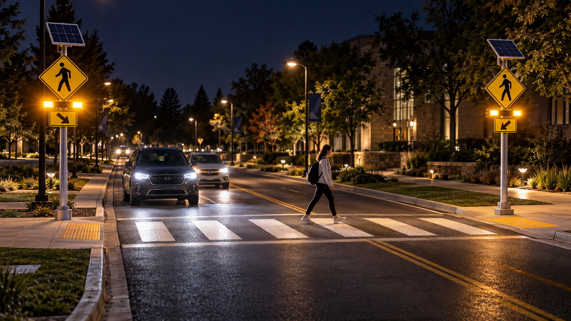 Smart Pedestrian Crossing At Night