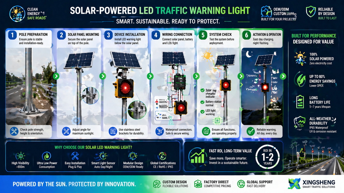 Solar LED Traffic Light Installation