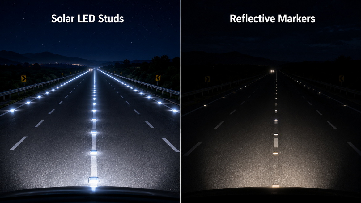 Solar Studs And Reflective Markers Comparison