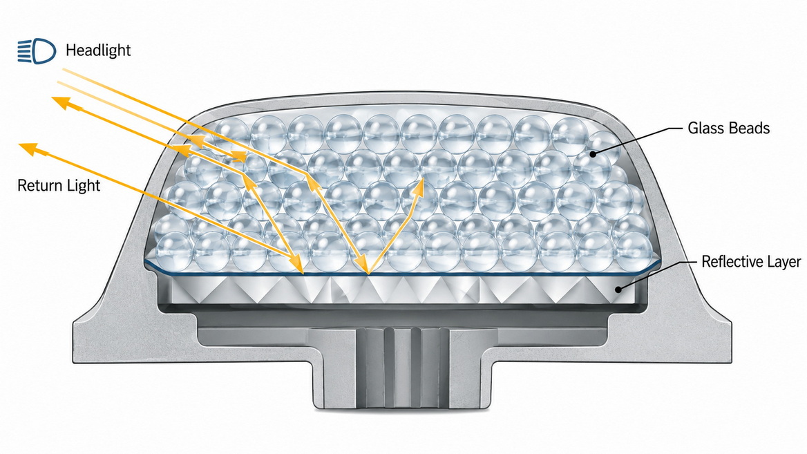 Glass Bead Reflector Optics Diagram