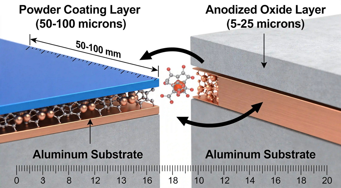 Powder Coating Vs Anodizing Process Cross Section Diagram