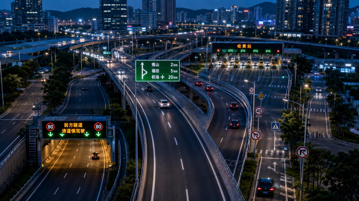 Hybrid LED And Reflective Traffic Sign Network